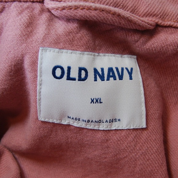 Women's Denim Coat Old Navy Workwear Shacket Pink Long Jean Jacket 2XL Plus size - Picture 4 of 6